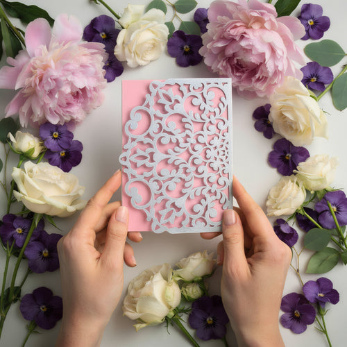 Elegant Laser Cut Greeting Card – Decorative Lace Design for Special Occasions DESIGN-01