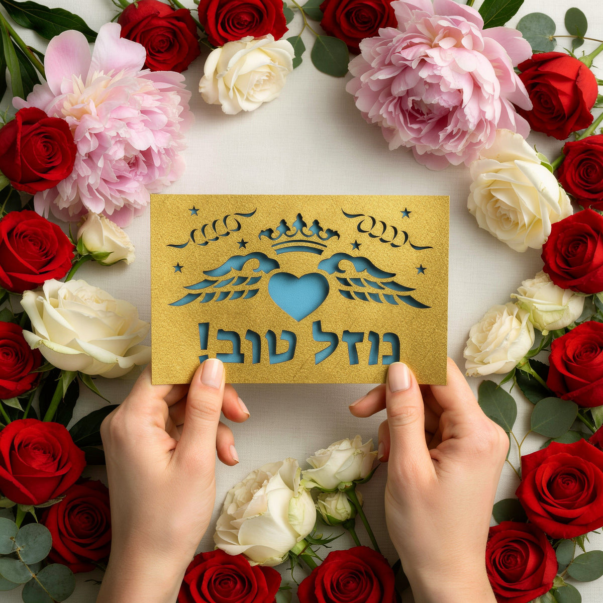 Mazal Tov Hebrew Greeting Card – Elegant Jewish Congratulations Card for Special Occasions