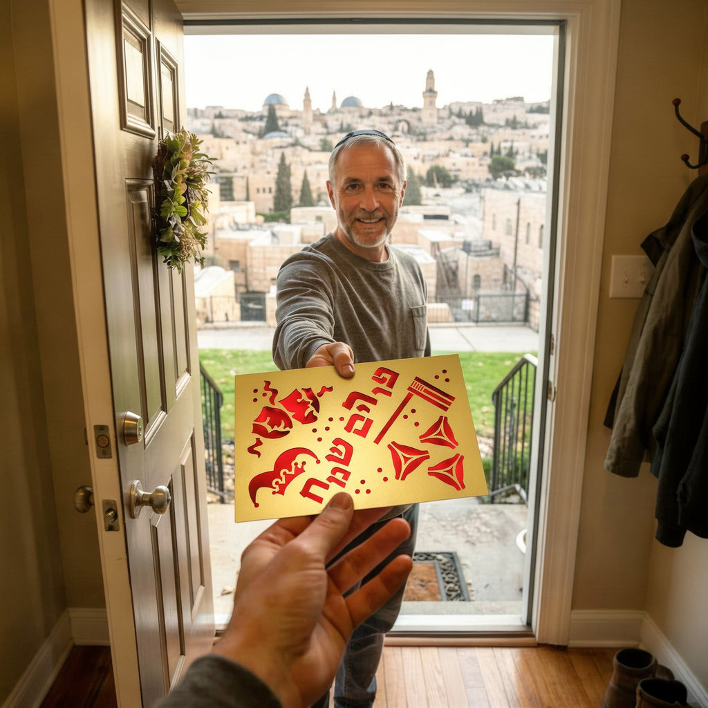 PURIM SAMEAH Laser Cut Greeting Card – Inspired by Traditional Jewish Paper Art