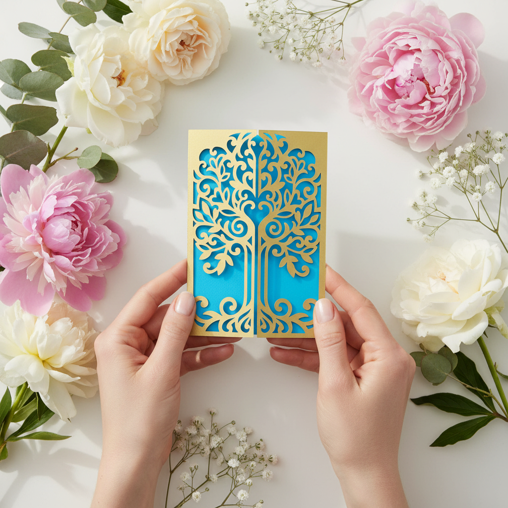 TREE WITH HEART Laser Cut Greeting Card – Elegant Symbol of Love, Family & Connection
