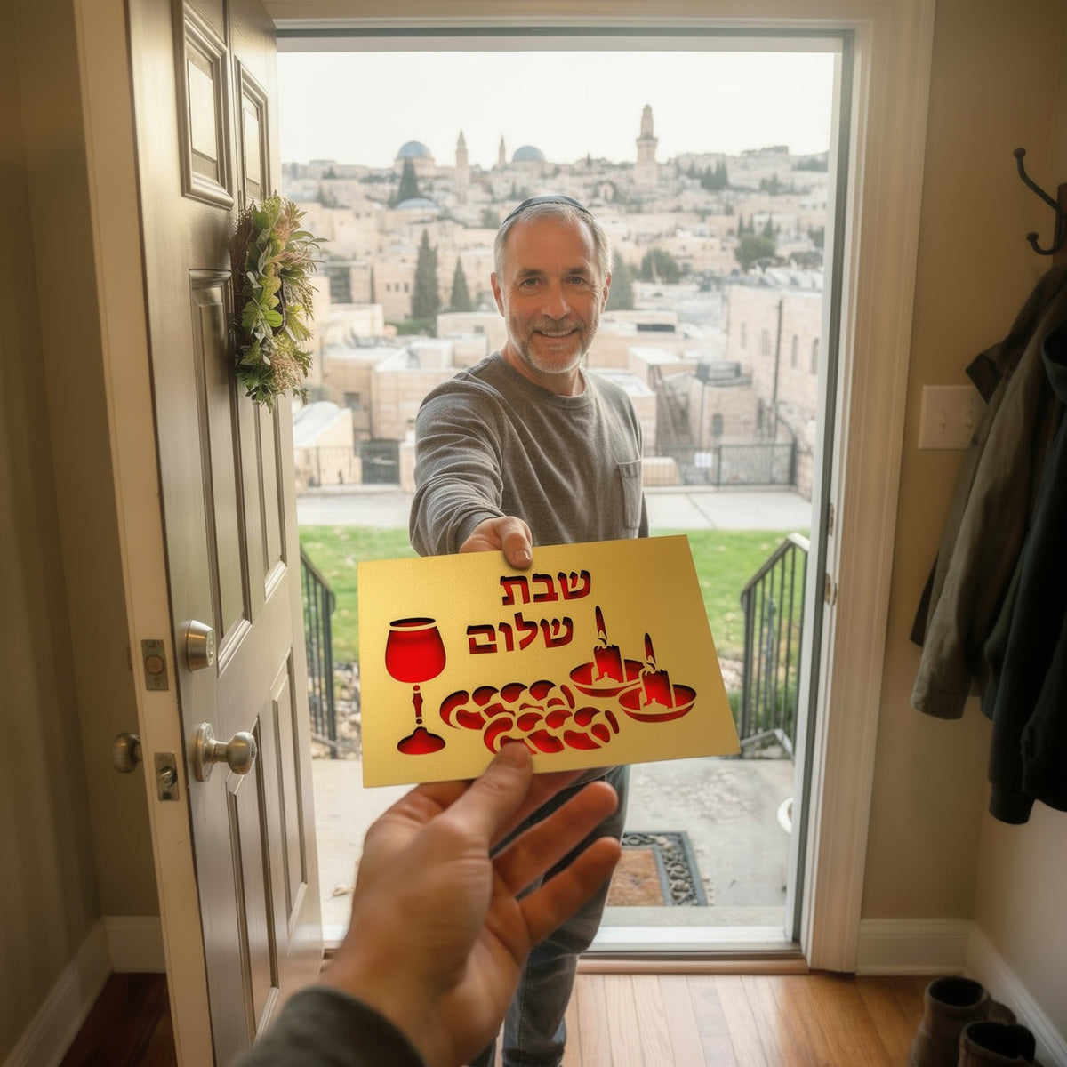 SHABBAT SHALOM Laser Cut Greeting Card – Jewish Sabbath Greeting Card, Judaica Gift, Hebrew Art Card