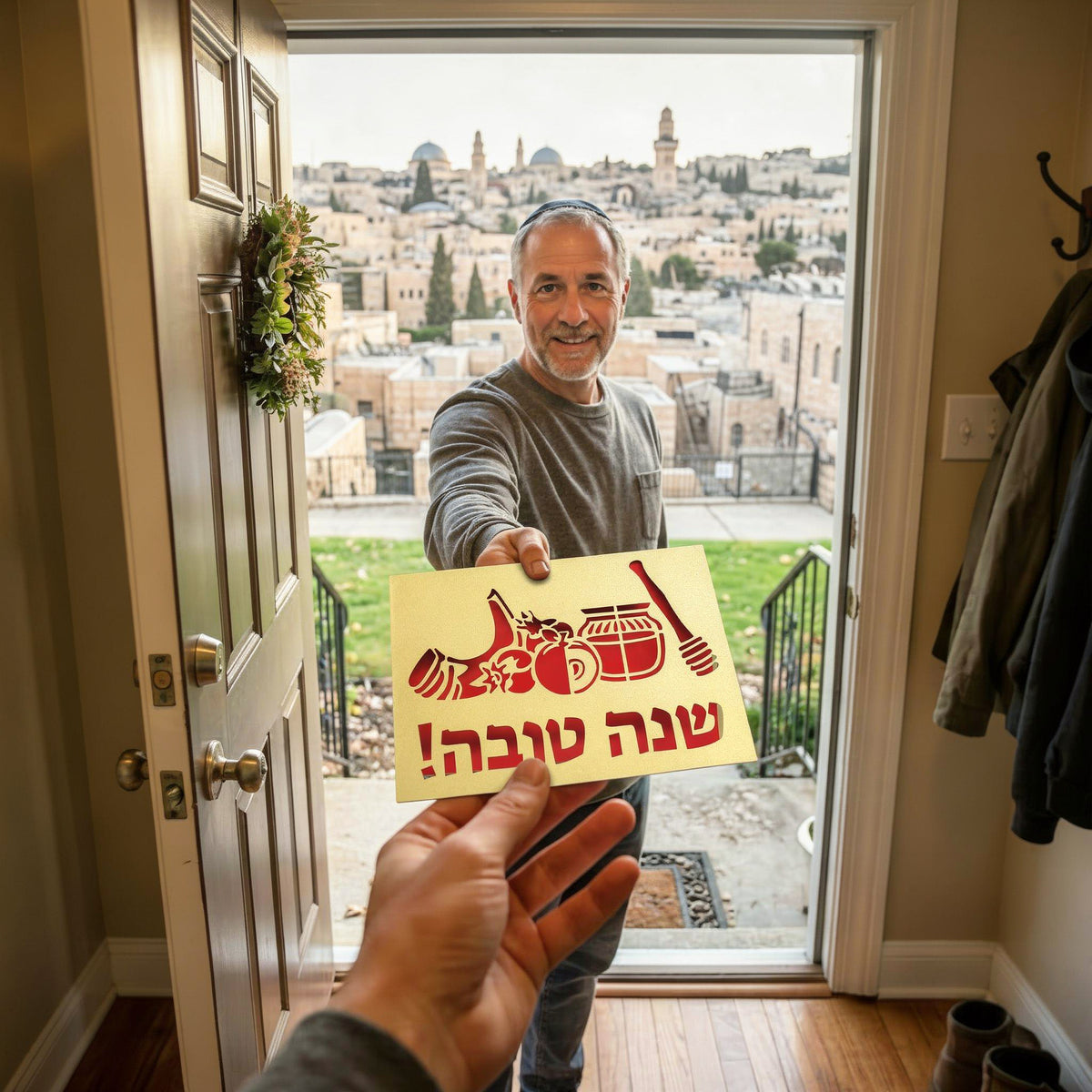 SHANA TOVA Laser Cut Greeting Card – Elegant Jewish New Year Card Inspired by Traditional Paper Art