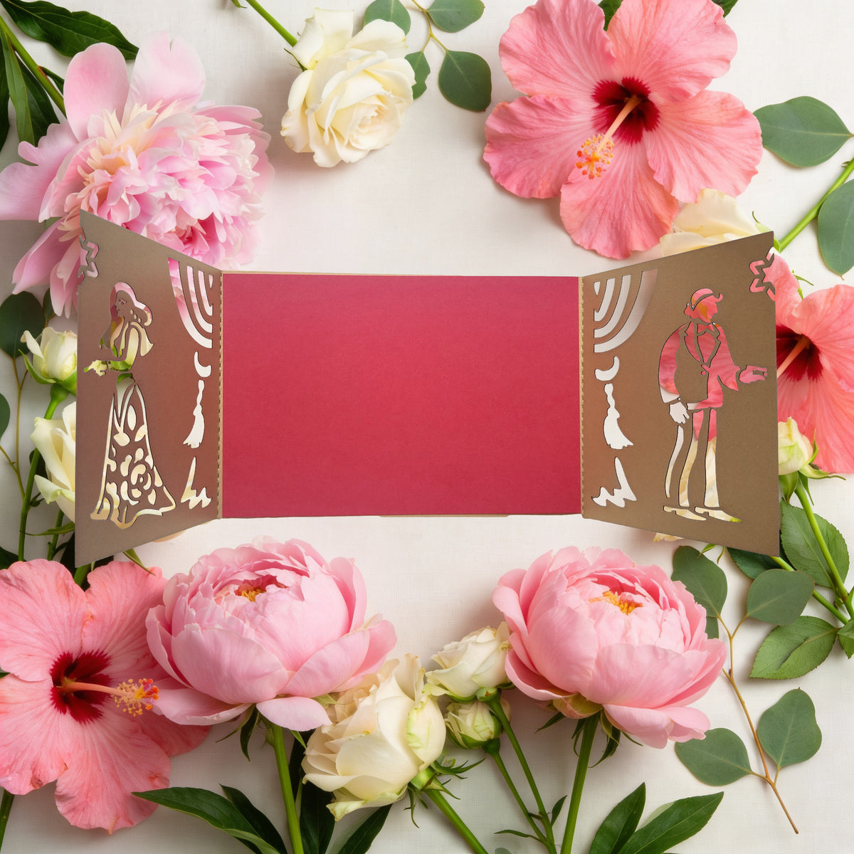 HATUNA Laser Cut Wedding Greeting Card – Elegant Jewish Wedding Card Inspired by Traditional Paper-Cut Art