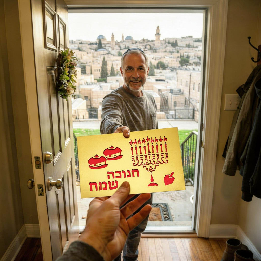 HANUKKAH Laser Cut Greeting Card – Elegant Jewish Holiday Card with Traditional Symbols