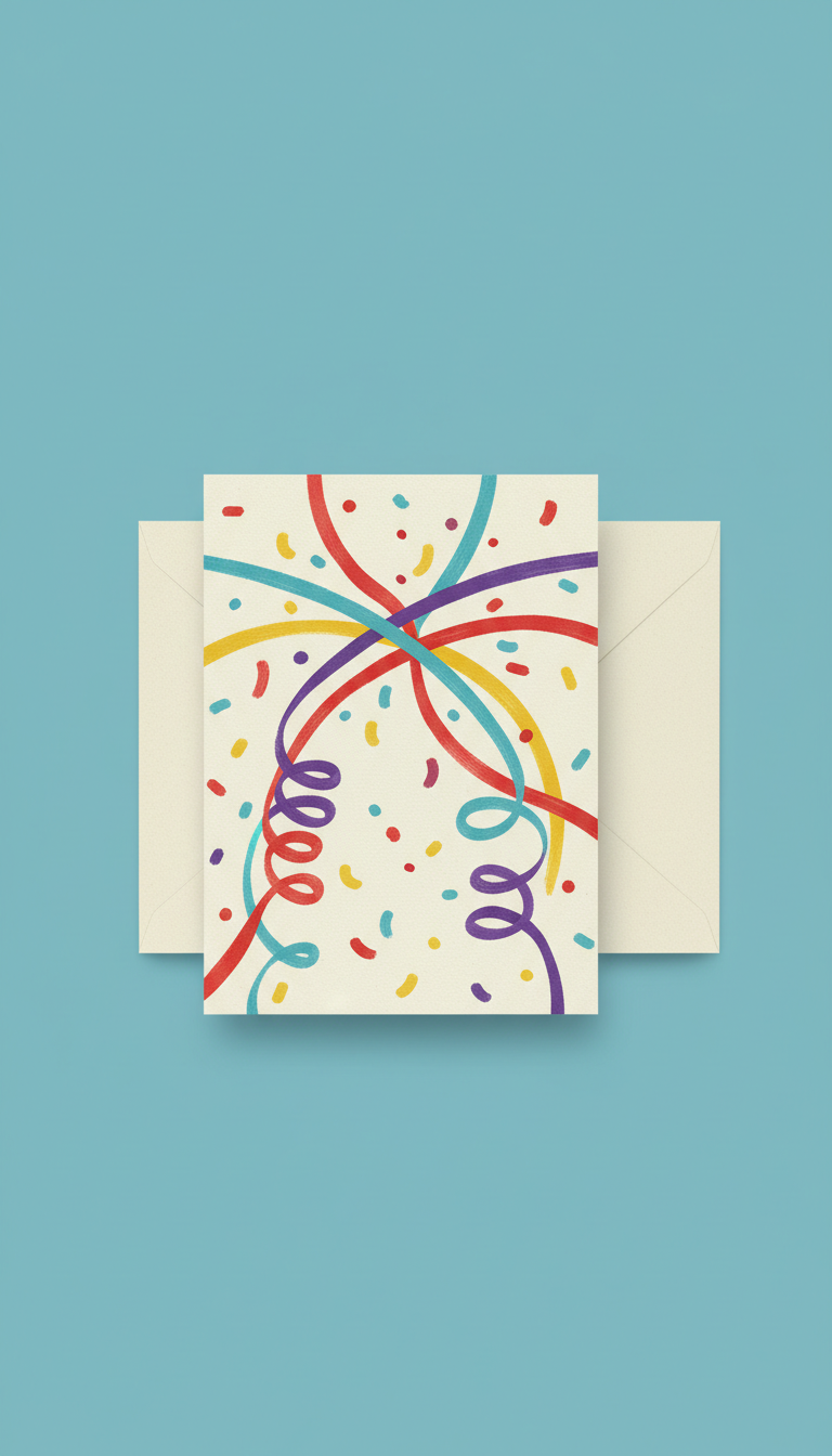 Congratulations Streamers illustrated postcard